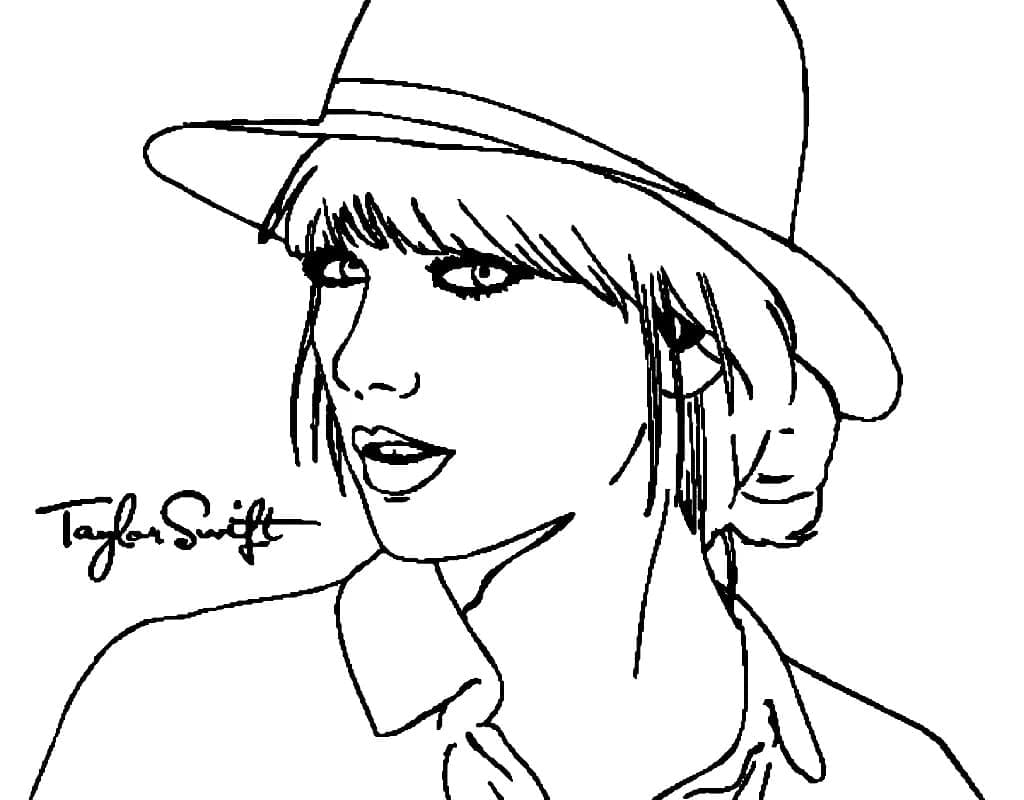 Taylor Swift In Hat Coloring Page