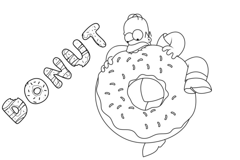 Homer isst Donut zum Ausmalen Frei