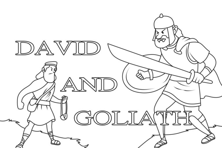 Ausmalbild David und Goliath