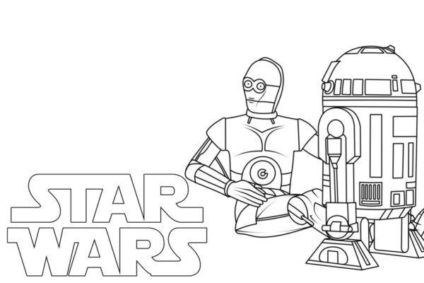 Detaillierte Ausmalbilder von C-3PO und R2-D2